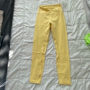 Pastel yellow cross front yoga workout leggings